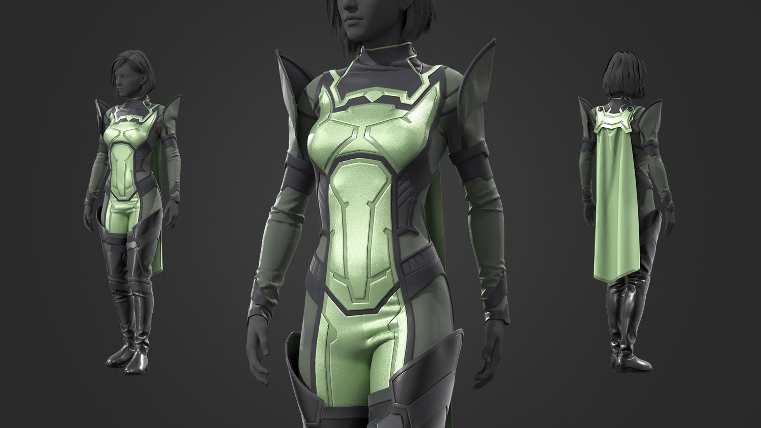 Scifi futuristic girl outfit | 3D model