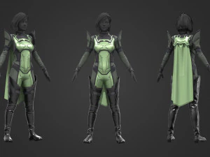 Sci-fi female outfit 4 3D Model