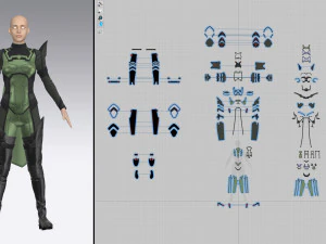 Sci-fi female outfit 4 3D Model