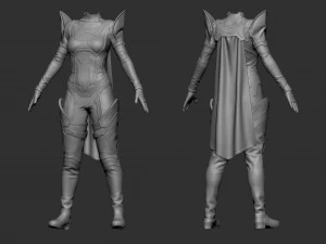 Sci-fi female outfit 5 3D Model
