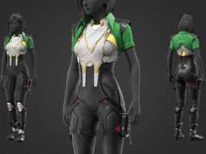 Sci-fi female outfit 6 3D Model