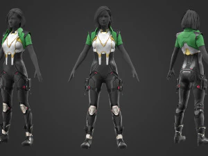 Sci-fi female outfit 6 3D Model