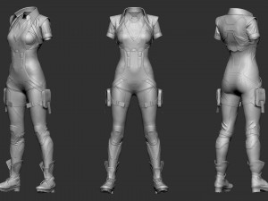 Sci-fi female outfit 6 3D Model
