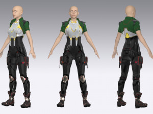 Sci-fi female outfit 6 3D Model