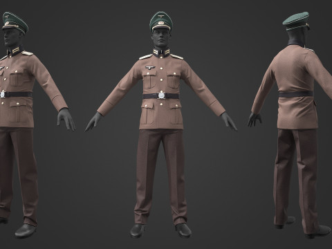 German Army Officer Major 3D Model