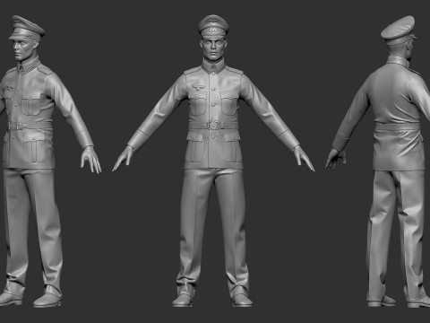 German Army Officer Major 3D Model