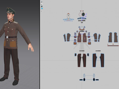 German Army Officer Major 3D Model