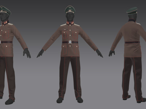 German Army Officer Major 3D Model