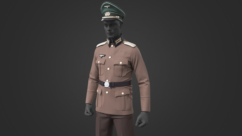German Army Officer Major 3D Model .c4d .max .obj .3ds .fbx .stl .blend 