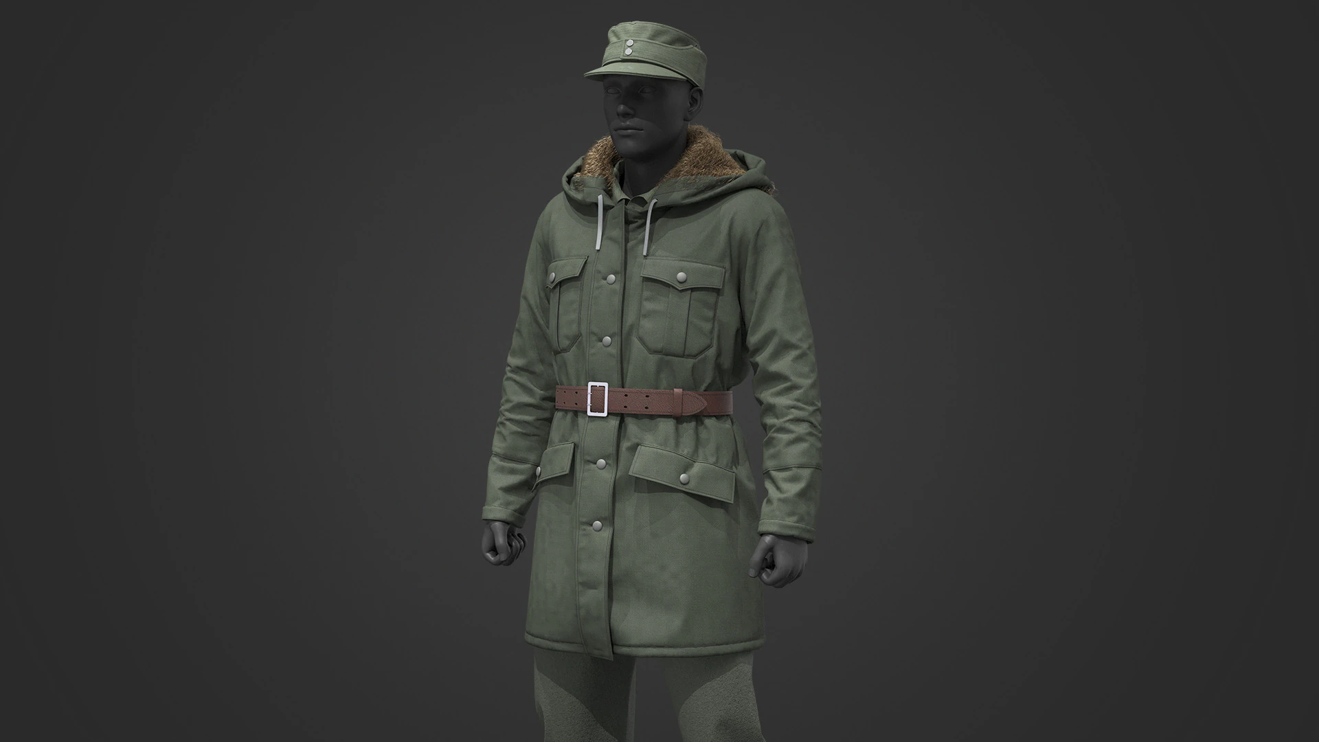 German Army Winter Uniform 3D Model .c4d .max .obj .3ds .fbx .stl .blend
