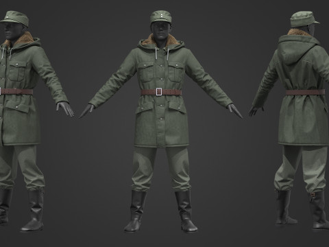 German Army Winter Uniform Model 3D
