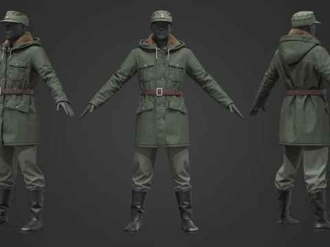 German Army Winter Uniform 3D Model