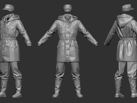 German Army Winter Uniform 3D Model