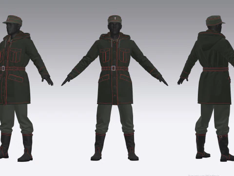 German Army Winter Uniform 3D Model