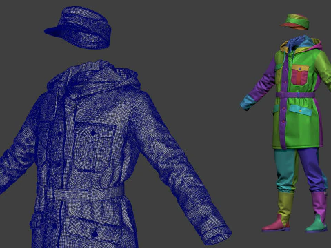 German Army Winter Uniform 3D Model