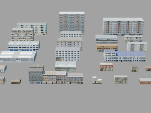 27 European building pack with LOD system Modelo 3D