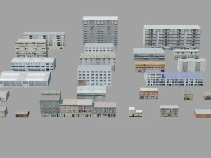 27 European building pack with LOD system 3D Model