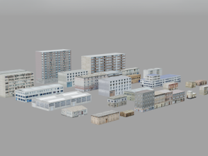 27 European building pack with LOD system Modelo 3D
