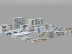 27 European building pack with LOD system 3D Model