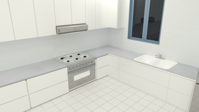 modular-white-kitchen 3D 模型 .c4d .max .obj .3ds .fbx .stl .blend