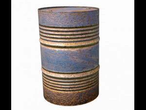 녹슨 금속 배럴 블루 3D 모델