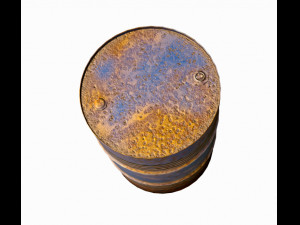 rusty metal barrel blue 3D Model