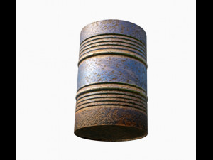 rusty metal barrel blue 3D Model