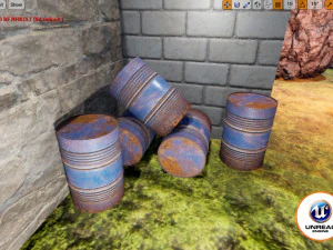 rusty metal barrel blue 3D Model
