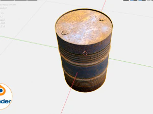 rusty metal barrel blue 3D Model