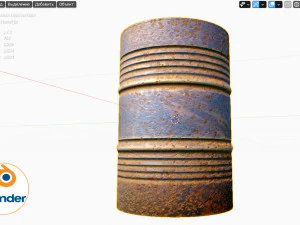 rusty metal barrel blue 3D Model
