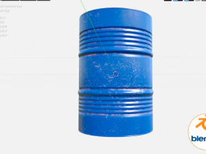 barrel metal blue 3D Model