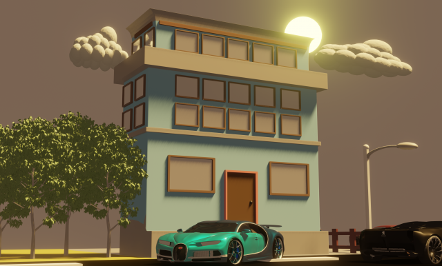 low poly building 3D Model .c4d .max .obj .3ds .fbx .stl .blend 