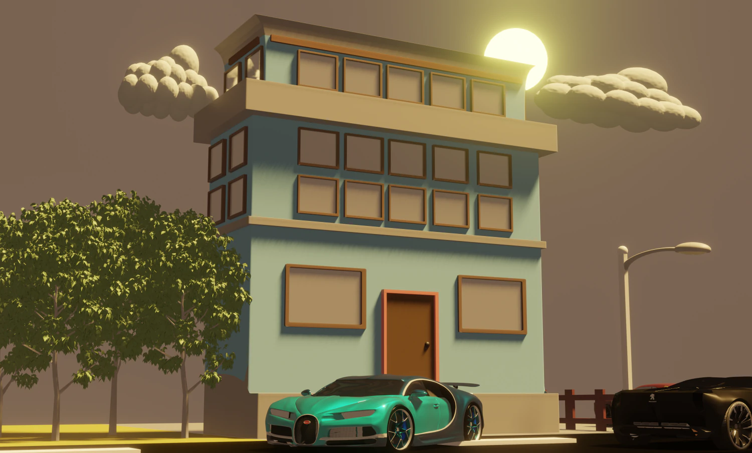 low poly building 3D Model .c4d .max .obj .3ds .fbx .stl .blend 