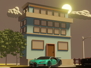low poly building 3D-Modell