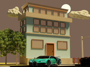 low poly building 3D Model