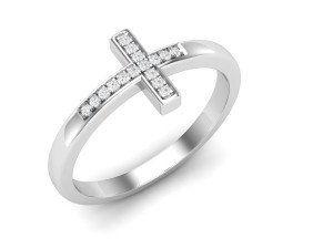 cross diamond jewelry ring for woman 3d print model 3D Print Model