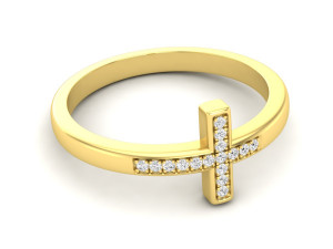 cross diamond jewelry ring for woman 3d print model Modelo de Impressão 3D