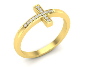 cross diamond jewelry ring for woman 3d print model Modelo de Impressão 3D
