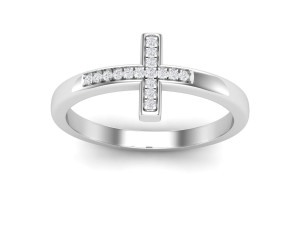 cross diamond jewelry ring for woman 3d print model Modelo de Impressão 3D