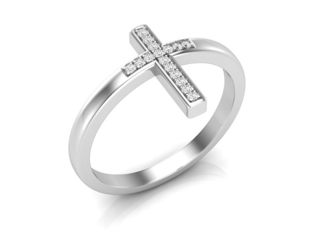 cross diamond jewelry ring for woman 3D Print Model .c4d .max .obj .3ds .fbx .stl .blend
