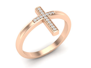 cross diamond jewelry ring for woman 3D Print Model