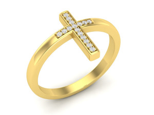 cross diamond jewelry ring for woman 3D Print Model