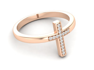 cross diamond jewelry ring for woman 3D Print Model