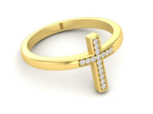 cross diamond jewelry ring for woman 3D Print Model
