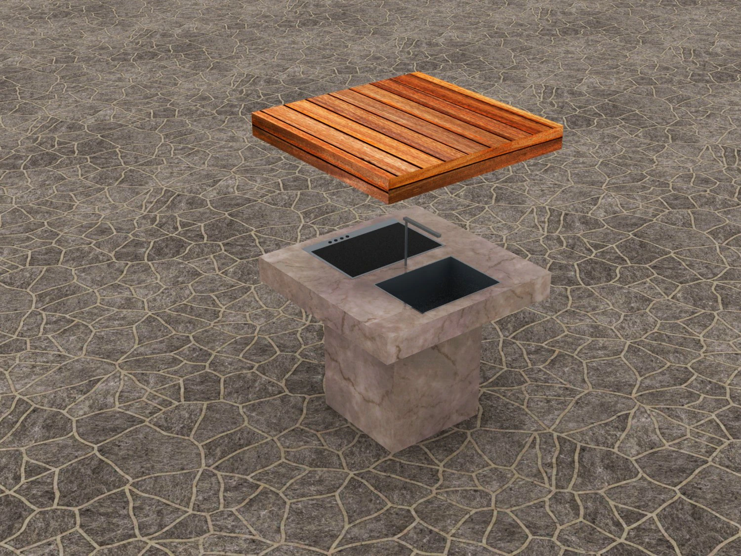 outdoor kitchen 3D Model .c4d .max .obj .3ds .fbx .stl .blend