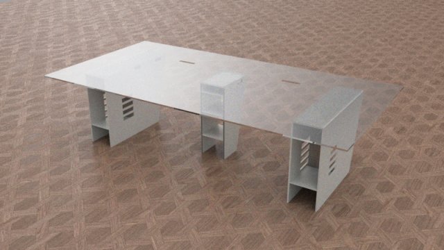 desk with two workstations Modello 3D .c4d .max .obj .3ds .fbx .stl .blend 