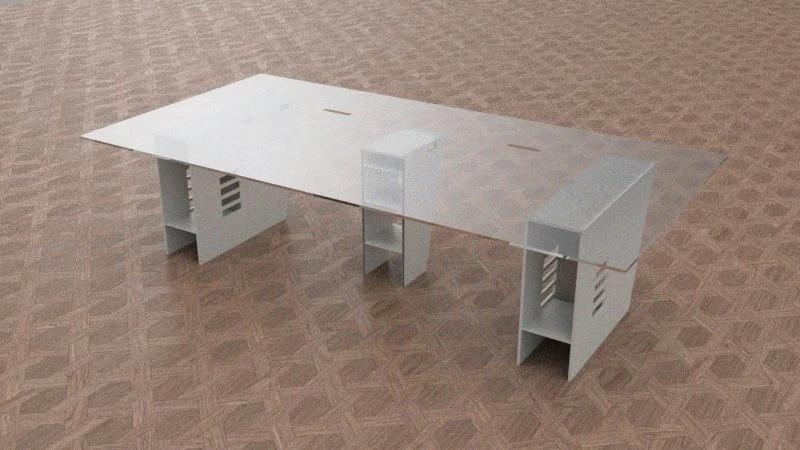 desk with two workstations 3D Model .c4d .max .obj .3ds .fbx .stl .blend