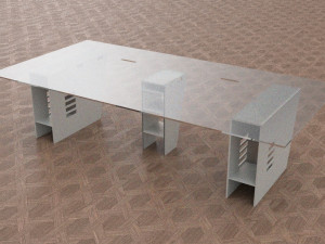 desk with two workstations Modelo 3D