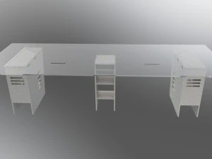 desk with two workstations 3D Model