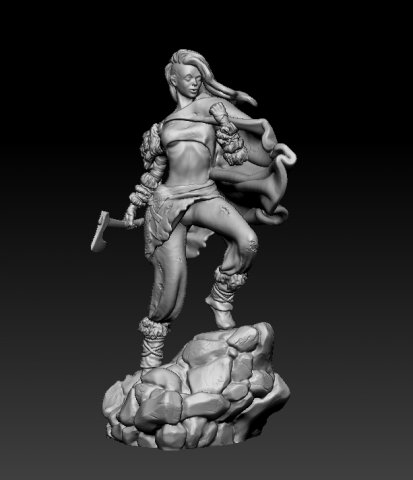female nordic warrior 3D 模型 .c4d .max .obj .3ds .fbx .stl .blend